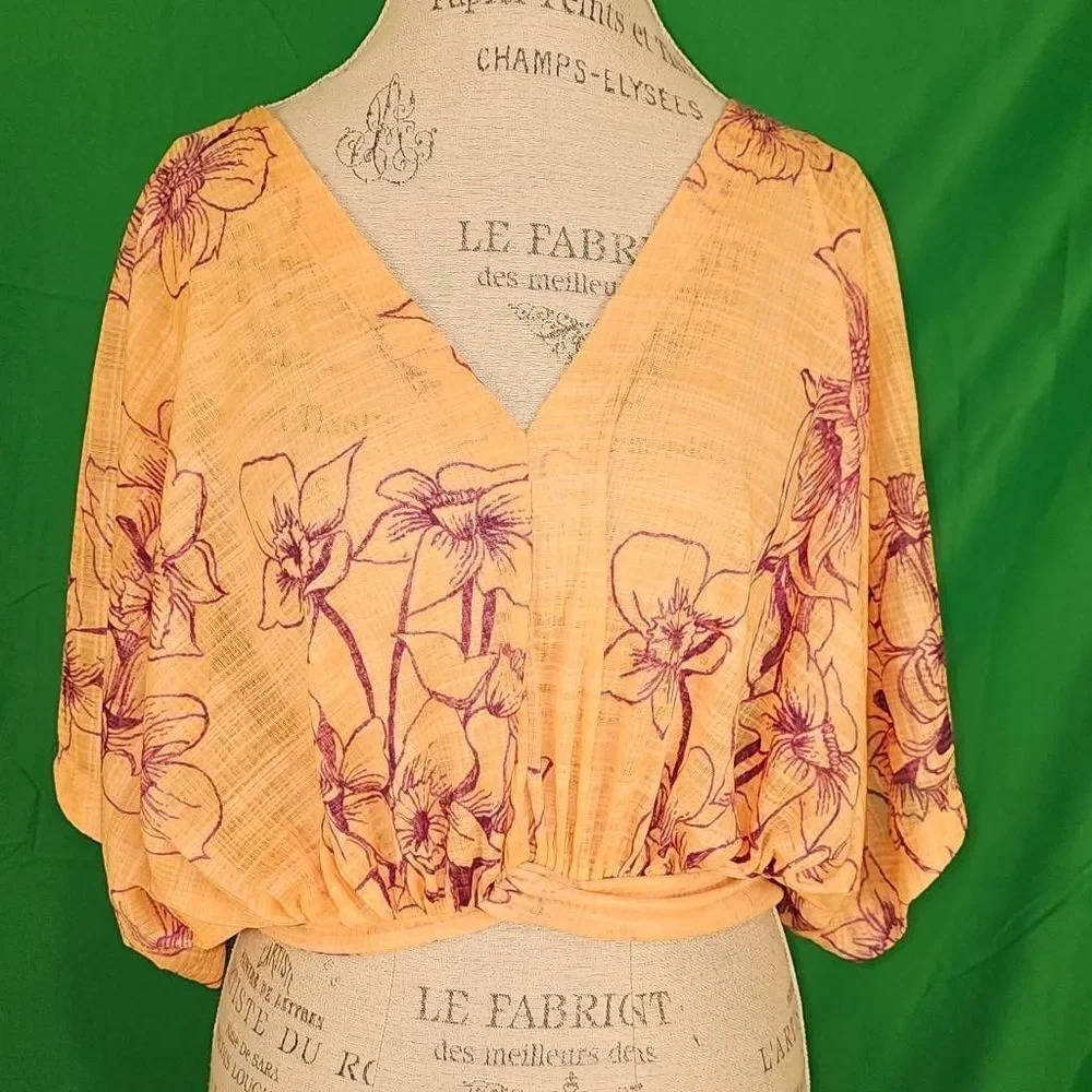 Free People Womens Coral One Dance Shirt Top‎ Blouse XS